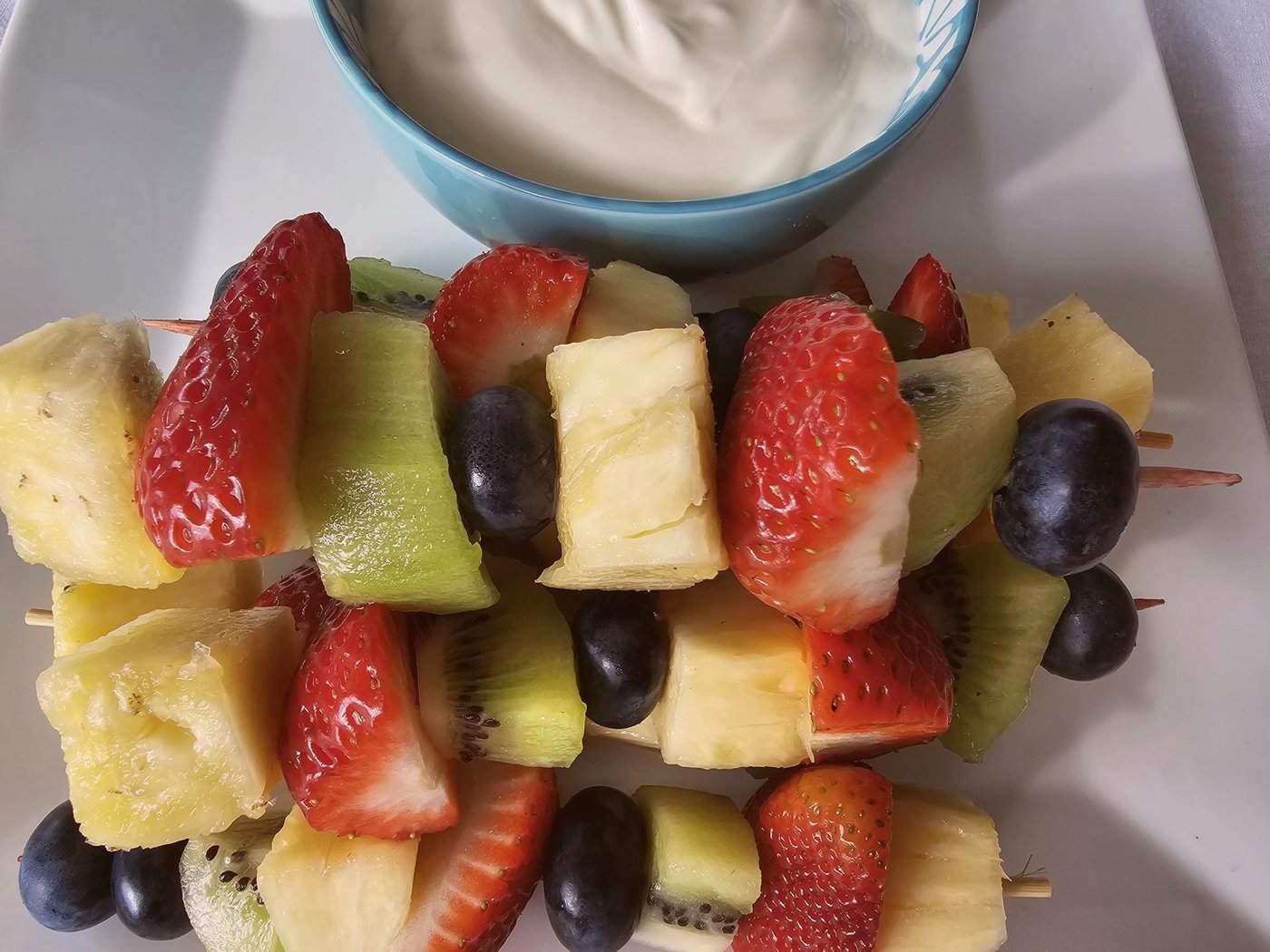 Fruit Kebabs with Greek Yoghurt Dip