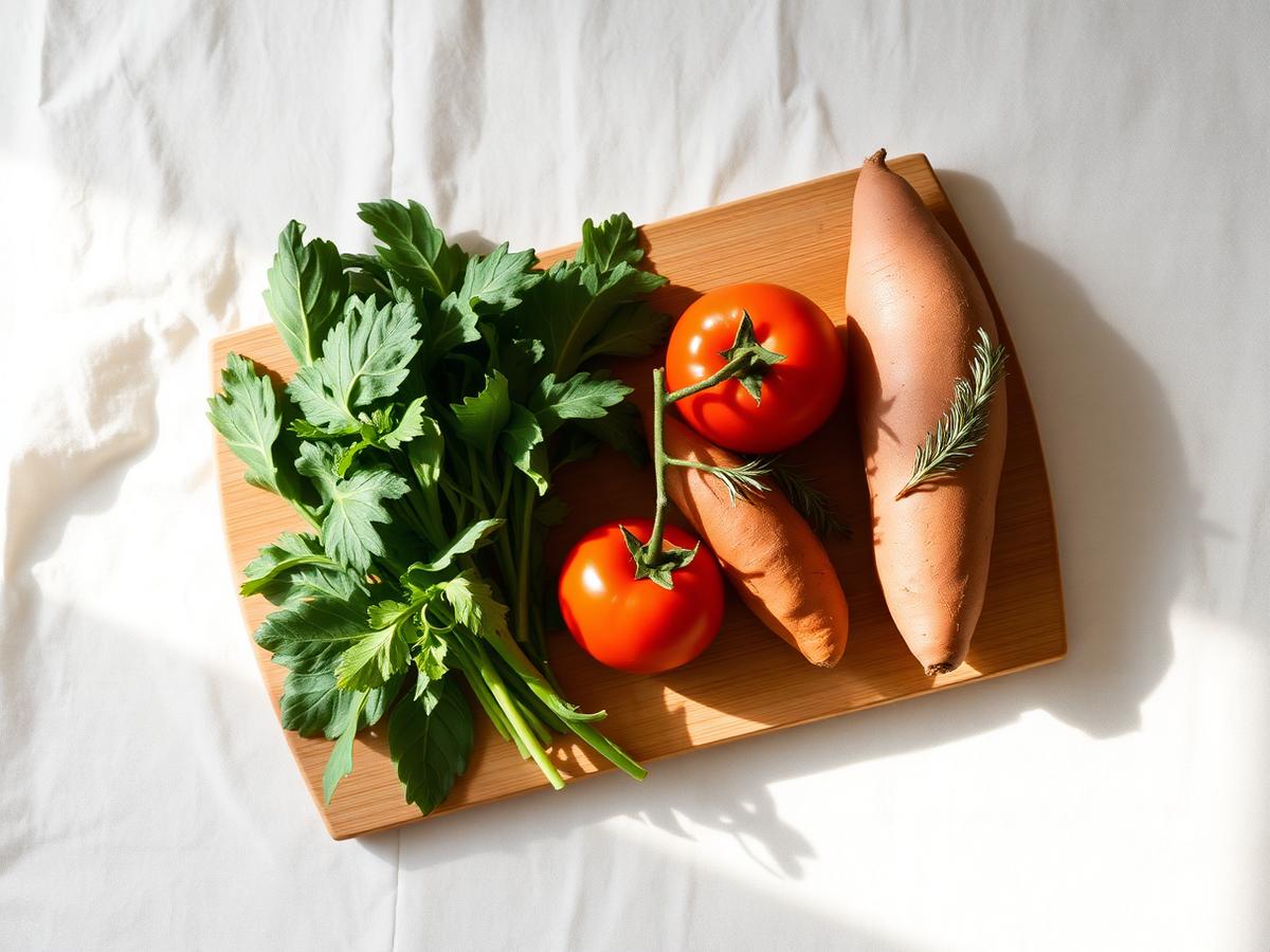 Fresh whole foods on a wooden board